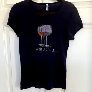 Cute Black rhinestone T-shirt. Great for any wine lover.